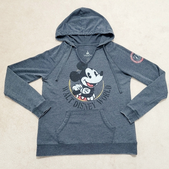 Disney Parks Acid Wash Mickey Mouse Walt Disney World Hoodie Sweatshirt Size L - Picture 5 of 8